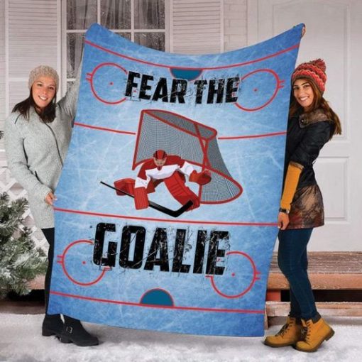 Fear the goalie hockey blanket