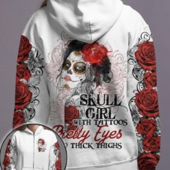 163333129029e7a3a738 Skull Girl With Tattoos Pretty Eyes and Thick Thighs 3D Hoodie #KV