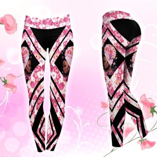 1633334906001a211b8c Black Girl Pink Ribbon Flowers Hoodie - Legging 3D