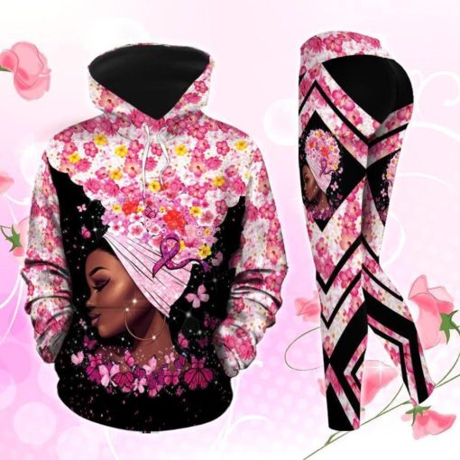 1633334906e720cd25bb Black Girl Pink Ribbon Flowers Hoodie - Legging 3D
