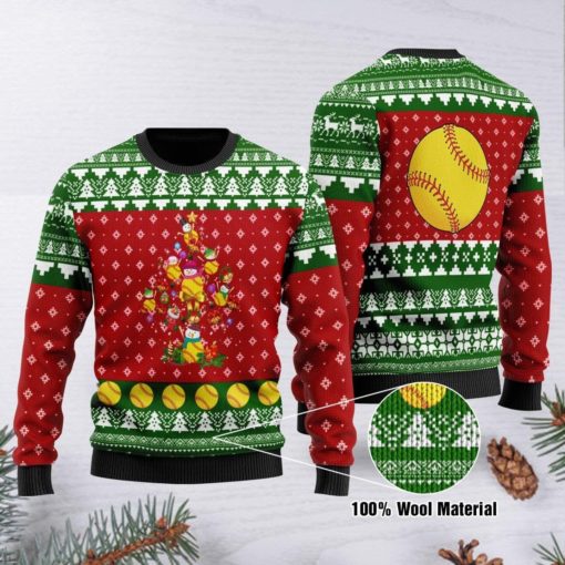 1633491287a5e5fb9711 Softball Christmas tree sweater