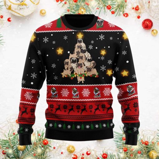 1633491290cdc005f113 So cute pug Christmas tree black red Christmas sweater