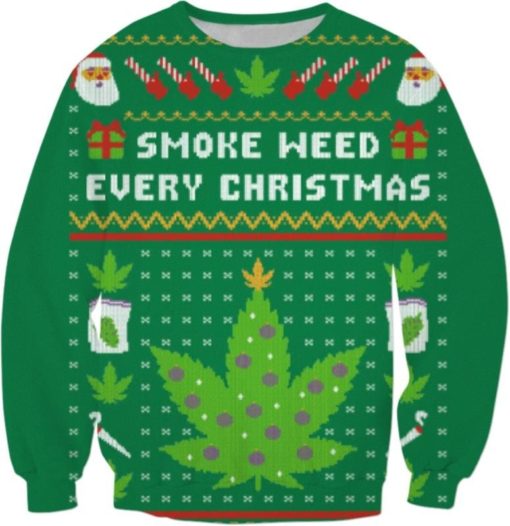 1633491292e93dd44ab1 Smoke weed every Christmas green sweater