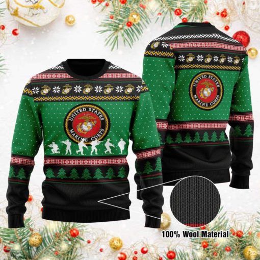 1633497158c27feb3220 US marine corps green Christmas sweater