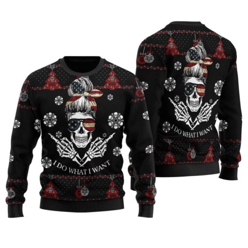 16334974697325377e75 Skull i do what i want Christmas sweater
