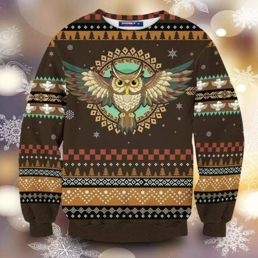 16336090075d4e481a56 Native owl Christmas Sweater