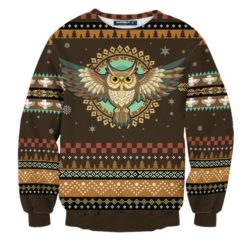 1633609007f8bb4c7c86 Native owl Christmas Sweater