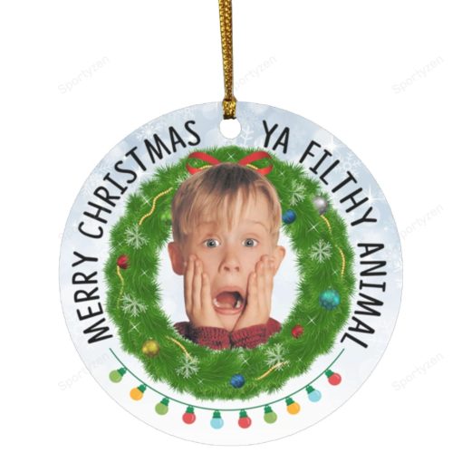 163662518915771afee9 Merry Christmas Ya Filthy Animal Screaming Funny Christmas Holiday Ornament Keepsake