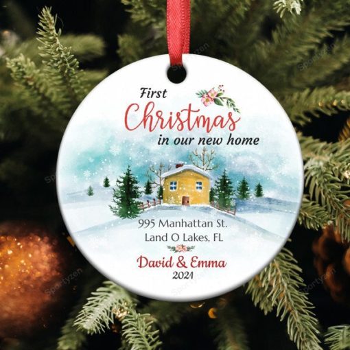 16366251895cf3fda811 Personalized Family First Christmas In Our New Home 2021 Ornament