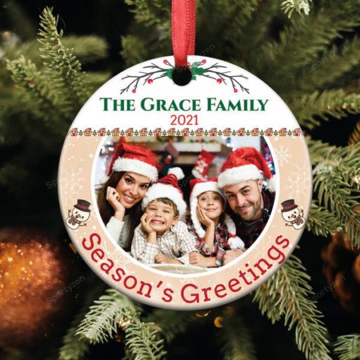 163662518960dab07551 Personalized Season?s Greetings Family Photo Christmas Ornament