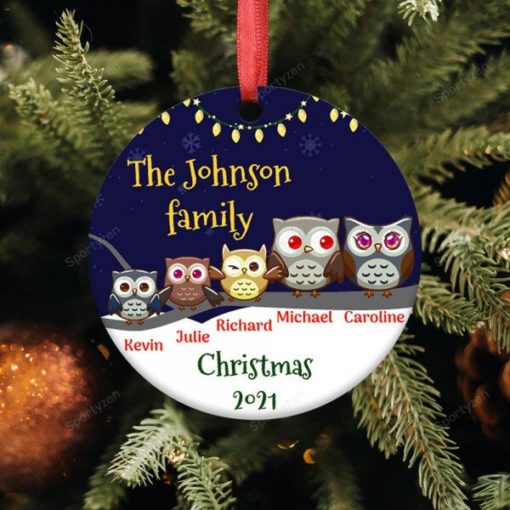 16366251896ee0f8390e Personalized Owl Family Christmas Ornament