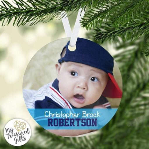16366251896f9eede748 Little All Star Baby Ornament, Baby Boy Christmas Ornament, Custom Photo Ornament, Sports Baby Gift, Baby Shower Gift