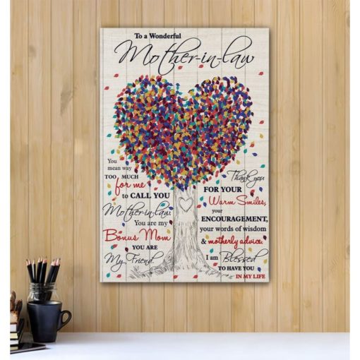 1639033429bf1790f278 Canvas With Wooden Style - To A Wonderful Mother-In-Law You Are My Friend