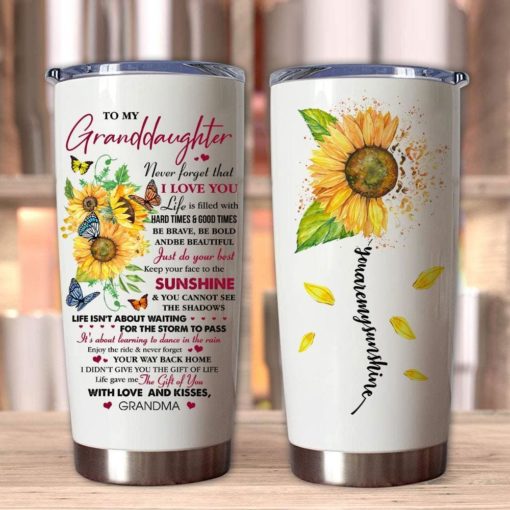 1639033450a2c233fe7c Gift For Granddaughter Be Brave Be Bold Be Beautiful & Just Do Your Best I Love You From Grandma Sunflower Art - Tumbler