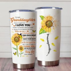 1639033451fac3b19b37 Gift For Granddaughter Sunflower Art This Old Wolf Will Always Have Your Back I Love You From Grandpa - Tumbler