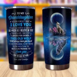 16390334532280f1e49a Gift For Granddaughter Wolf Art When Life Tries To Knock You Down This Old Wolf Will Always Have Your Back - Tumbler