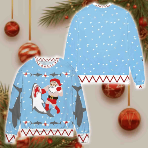 1640662868658 Shark and Santa Claus Christmas sweater