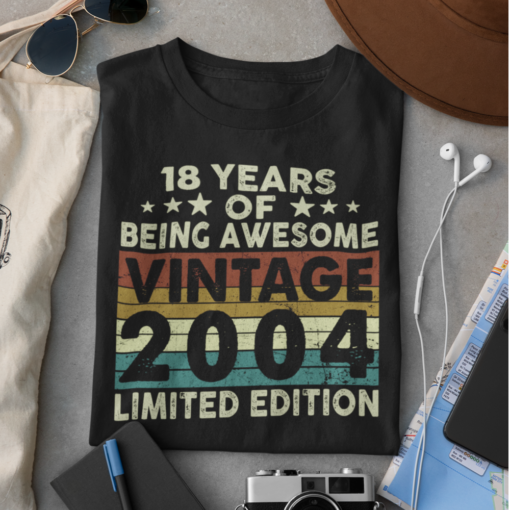 free image resizer cropper 1 18 years of being awesome vintage 2004 limited edition 18th birthday gifts shirt