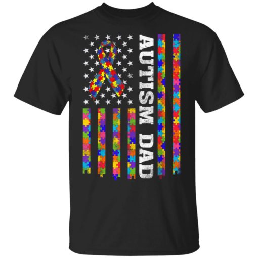redirect 2259 Autism awareness proud autism dad vintage us flag shirt