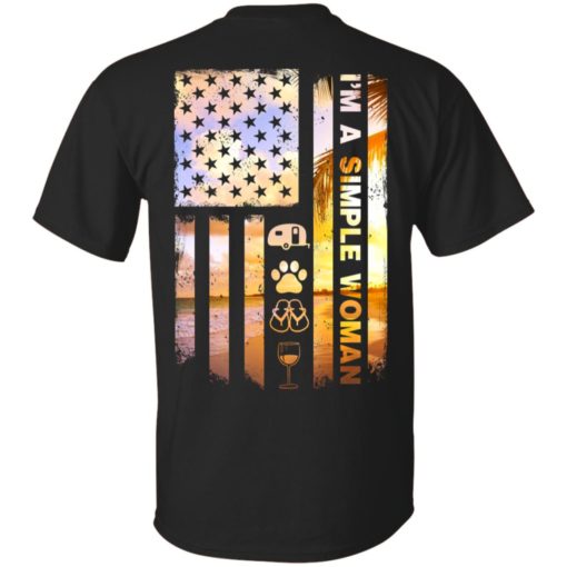 redirect 3765 American flag I’m a simple woman I like camping dog paw flip flops and wine shirt