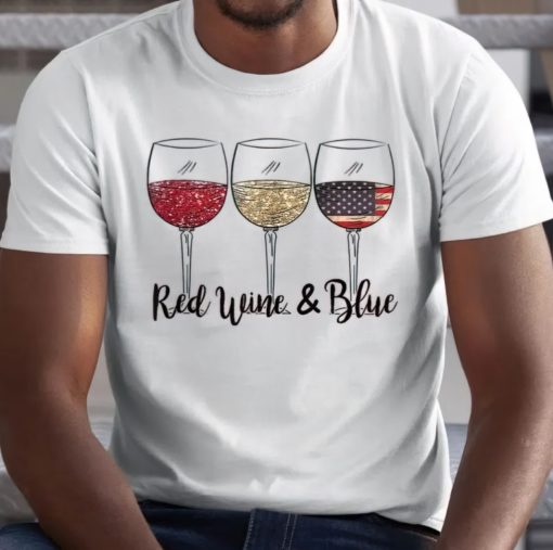 Red wine and blue 4th of July wine red white blue wine glasses shirt Red wine and blue 4th of July wine red white blue wine glasses shirt