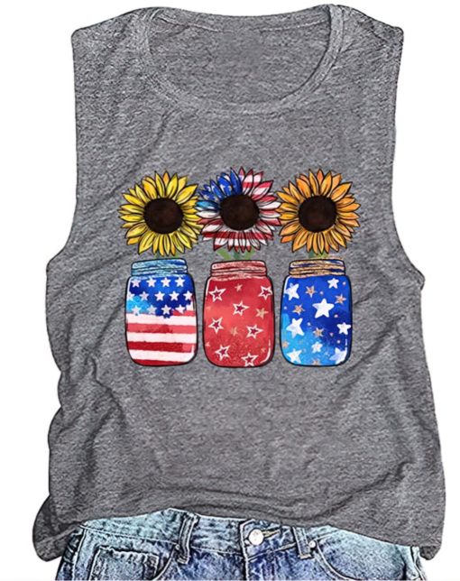 Patriotic Sunflower 4th of July tank top