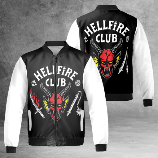 Hellfire Club Black bomber jacket mockup Hellfire club jacket