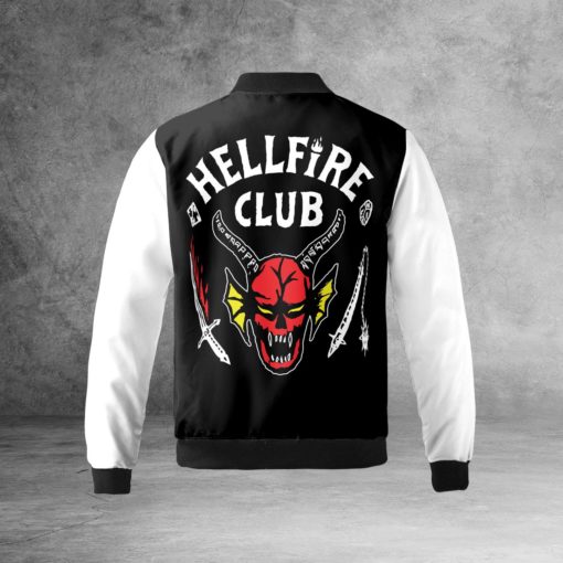 Hellfire Club Black bomber jacket mockup back2 Hellfire club jacket