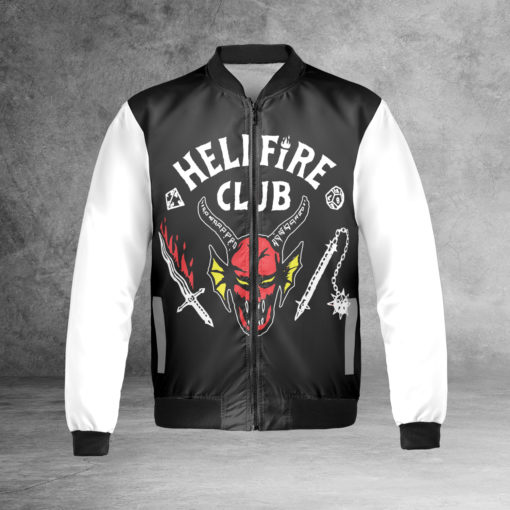 Hellfire Club Black bomber jacket mockup2 Hellfire club jacket