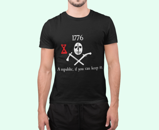 t shirt mockup of a man standing at a studio 2367 el1 3 1776 a republic if you can keep it shirt