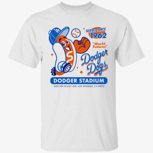 Endas Dodger Dogs Since 1962 1 1 Served since 1962 world famous dodger dogs dodger stadium shirt