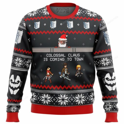 16596913154847fbde8b Colossal Claus is coming to town Christmas sweater