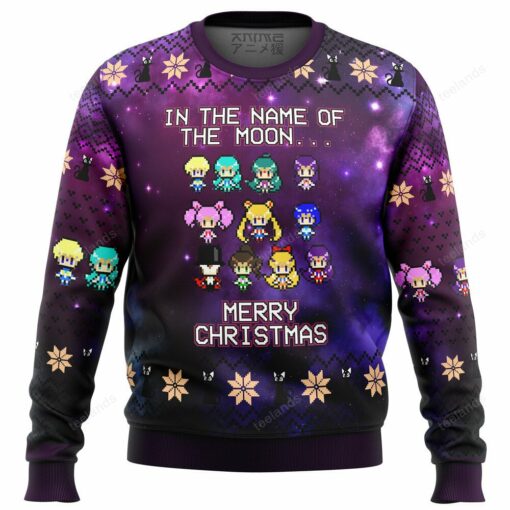 16596913488852f129d1 Sailor Moon in the name of the moon merry Christmas sweater