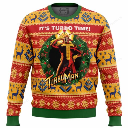 16596924745f4f1596e6 It's Turbo time Turbo man Christmas sweater