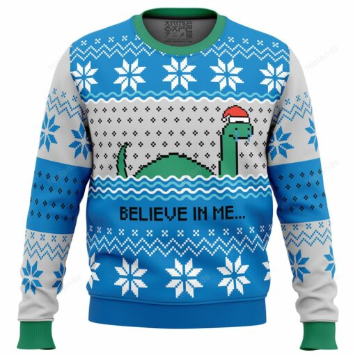 16596925462ce9f2d225 Loch Ness Monster believe in me Christmas sweater