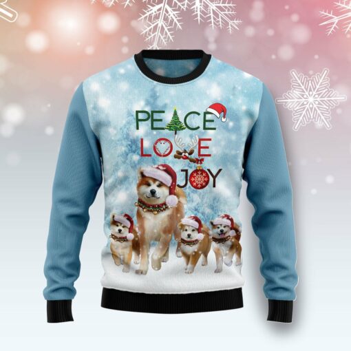 1664093651f775d8d8ba Akita peace love joy Christmas sweater