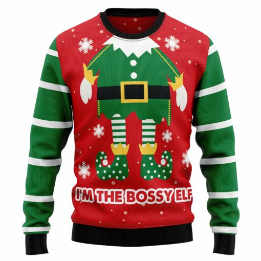 16640936602747864868 I'm the bossy elf Christmas sweater