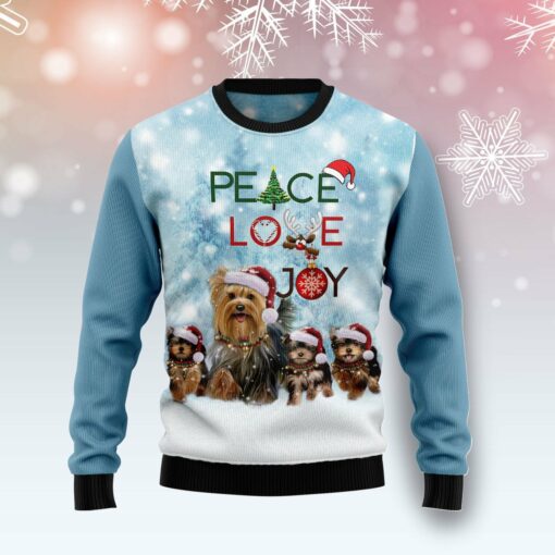 16640936624af4305c7d Yorkshire peace love Joy Christmas sweater