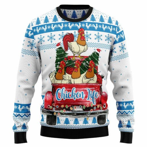 16640936730643763fc1 Chicken life Christmas sweater