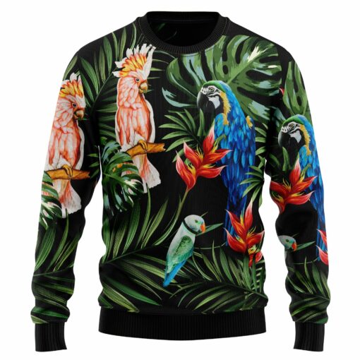 166409368263823f7264 Parrot Christmas sweater