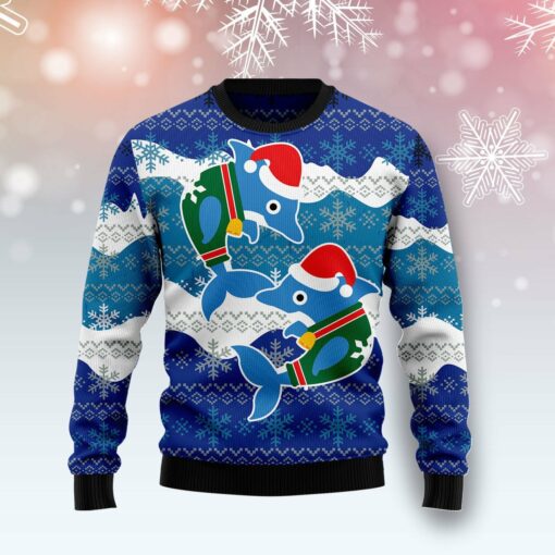 1664093740014aee68be Dolphin couple Christmas sweater