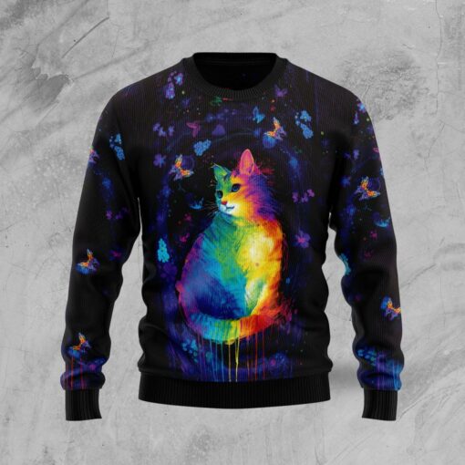166409374949d25452df Cat colorful Christmas sweater