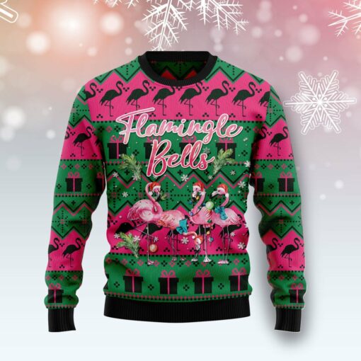 16640937525bb0cc27d2 Flamingle bells Christmas sweater