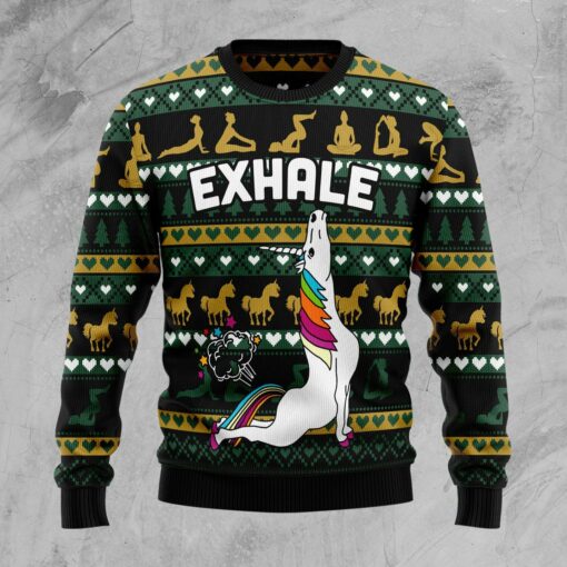 1664093760b49708c43f Yoga unicorn exhale Christmas sweater