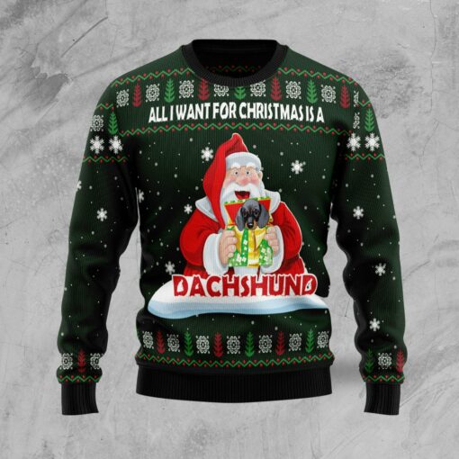 166409376657e5ae4b94 All i want for Chirstmas is a Dachshund Christmas sweater