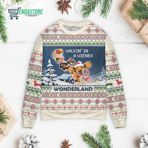 Front 72 1 16 Walkin in a weiner wonderland dachshund Christmas sweater