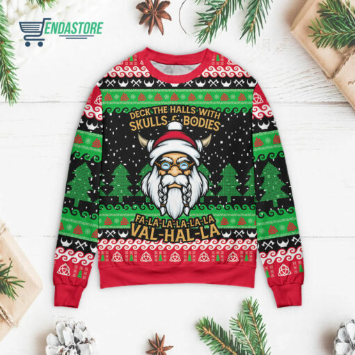 Front 72 1 30 Deck the halls with skulls bodies Christmas sweater