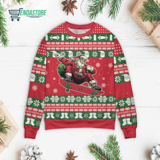 Front 72 1 37 Santa Claus skateboard Christmas sweater