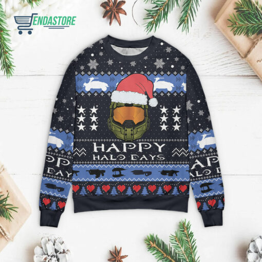 Front 72 1 4 Happy halo days Christmas sweater