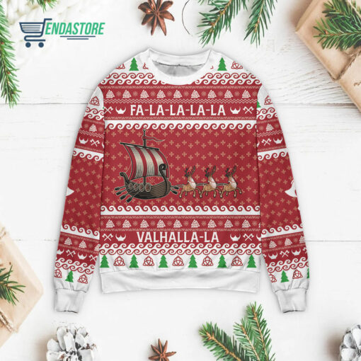 Front 72 1 8 Fa la la valhalla Viking Christmas sweater